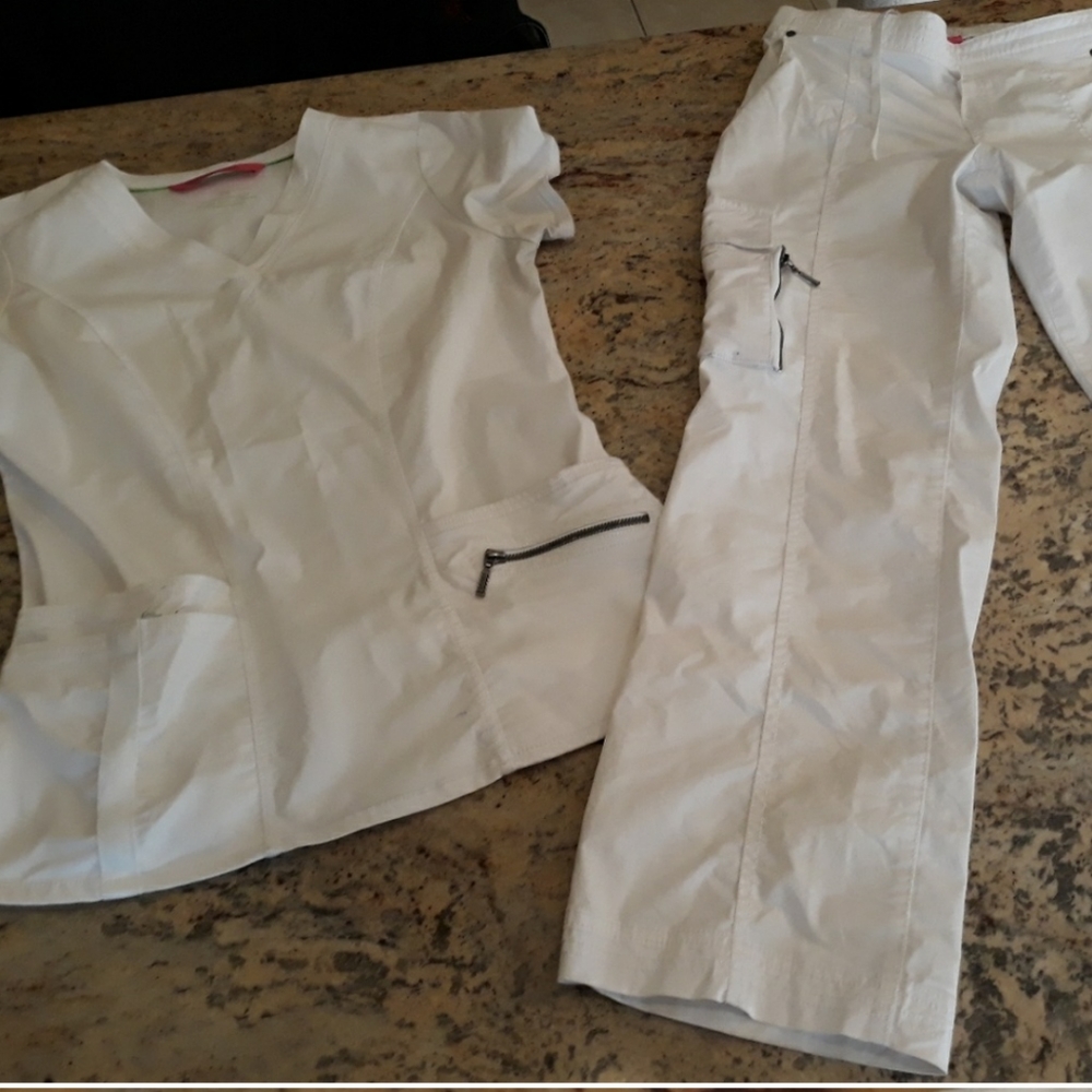 White scrub set